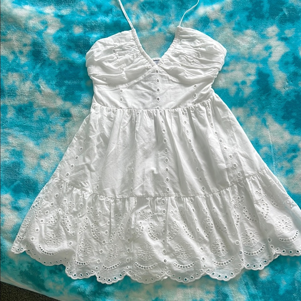 White Eyelet ladies halter sundress